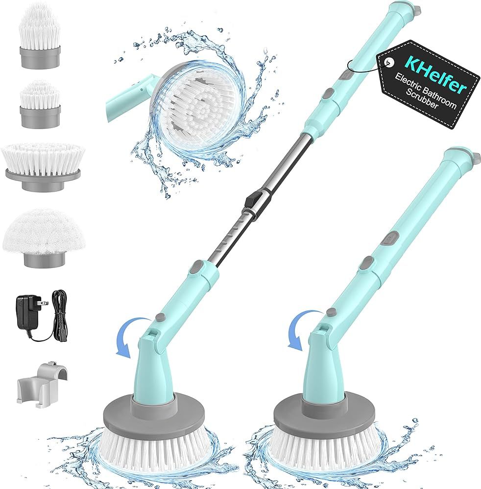 Electric Spin Scrubber, kHelfer KH8B 2023 New Cordless Shower Scrubber with 4 Replacement Head, 1... | Amazon (US)
