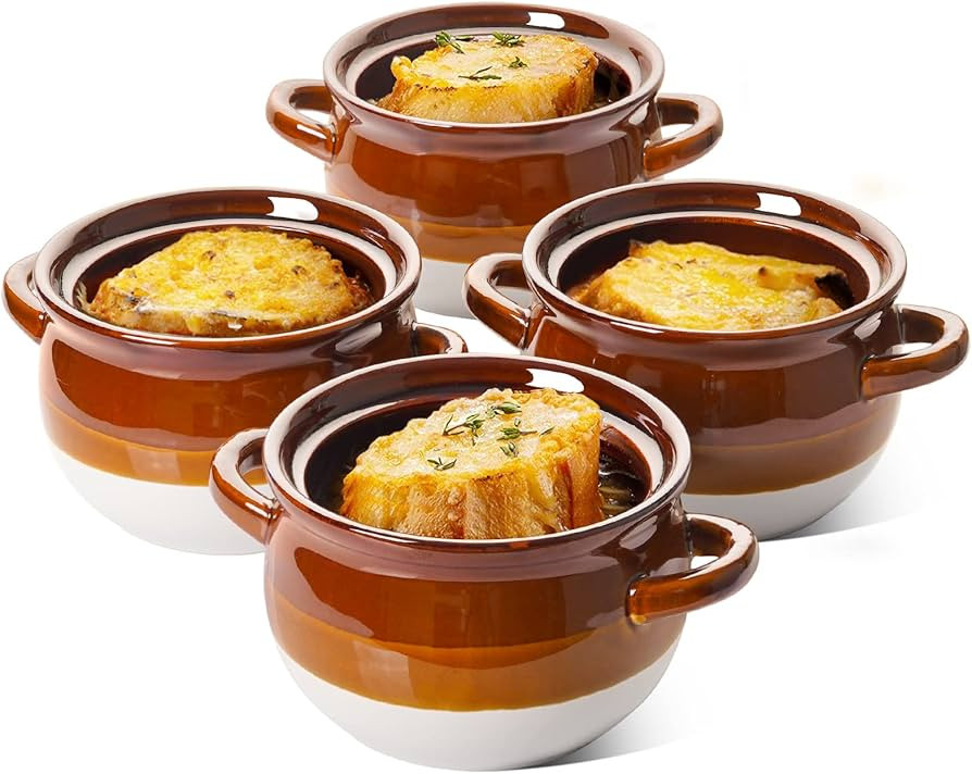 LE TAUCI French Onion Soup Crocks with Handles, 22 Ounce Ceramic Soup Bowls for Soup, Chili, Beef... | Amazon (US)