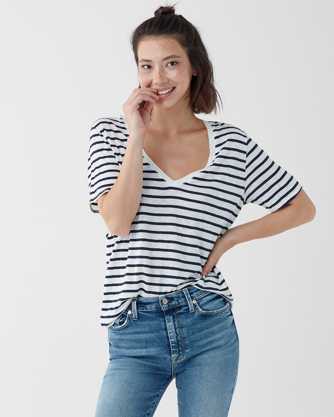 The Striped Deep V Tee | Splendid