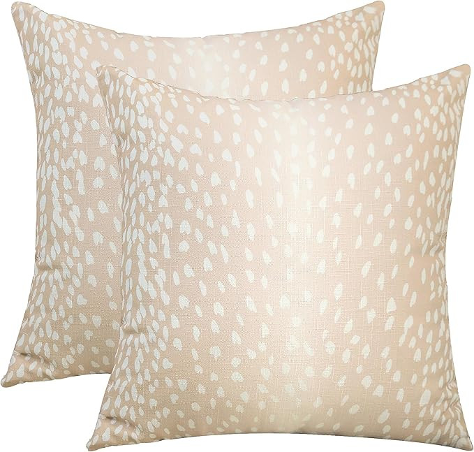 Set of 2 Antelope Pillow Covers, 20x20 Inch Soft Linen Faux Fawn Animal Print Modern Euro Throw P... | Amazon (US)