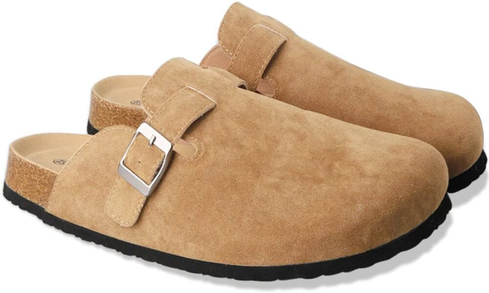 Boston Clogs for Women Boston Clogs Dupes Suede Soft Leather Clogs Classic Cork Clog Antislip Sol... | Amazon (US)