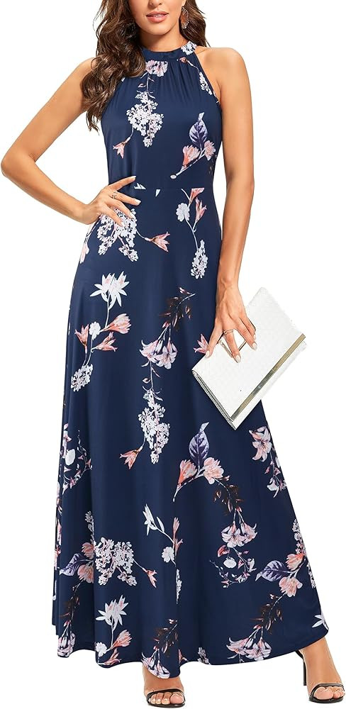 STYLEWORD Women's Summer Floral Halter Maxi Dress Vacation Semi Formal 2026 | Amazon (US)
