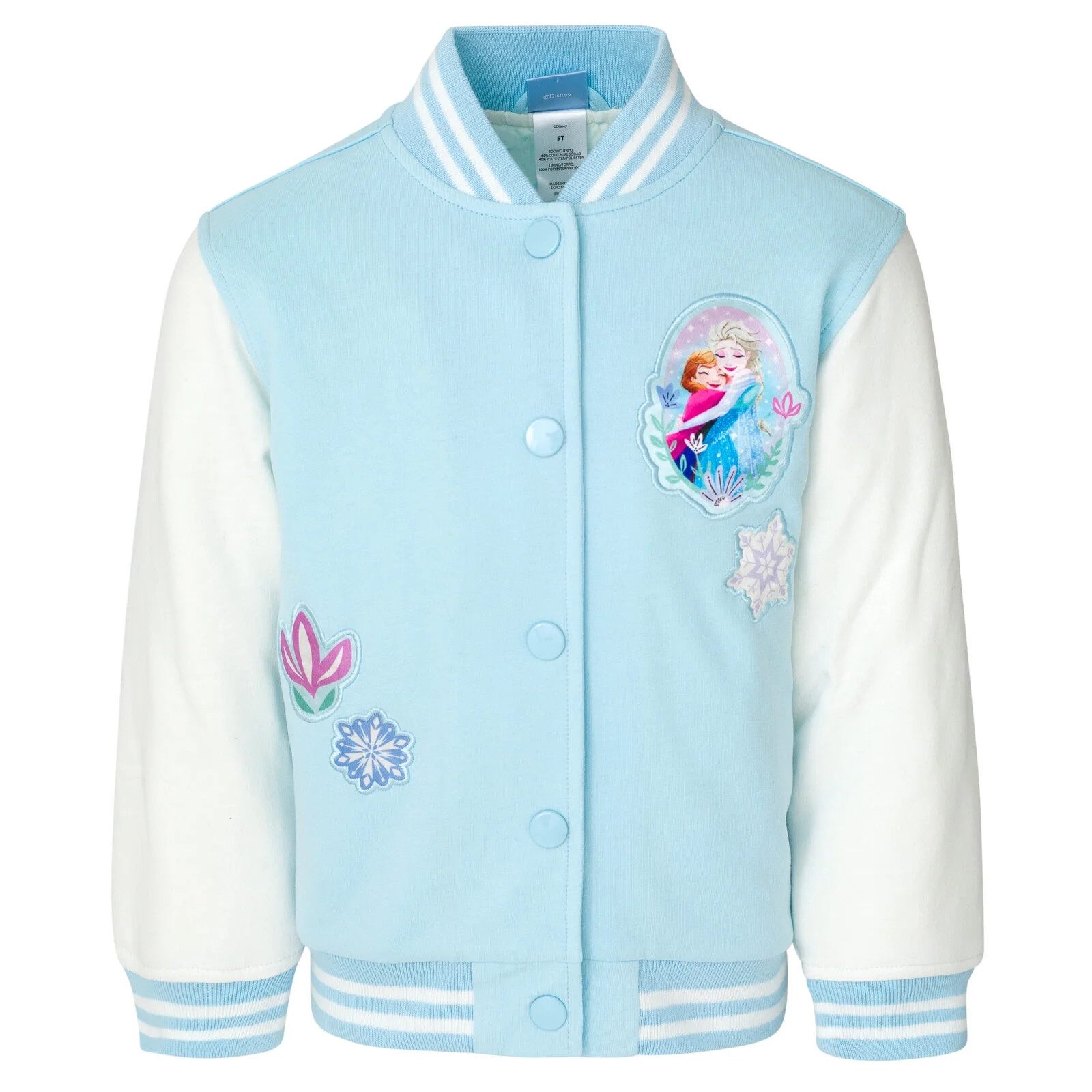 Disney Frozen Elsa Princess Anna Toddler Girls Varsity Bomber Jacket Blue 5T | Walmart (US)
