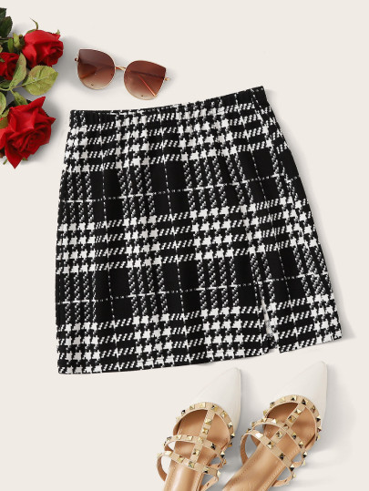 Plaid Textured Skirt | SHEIN