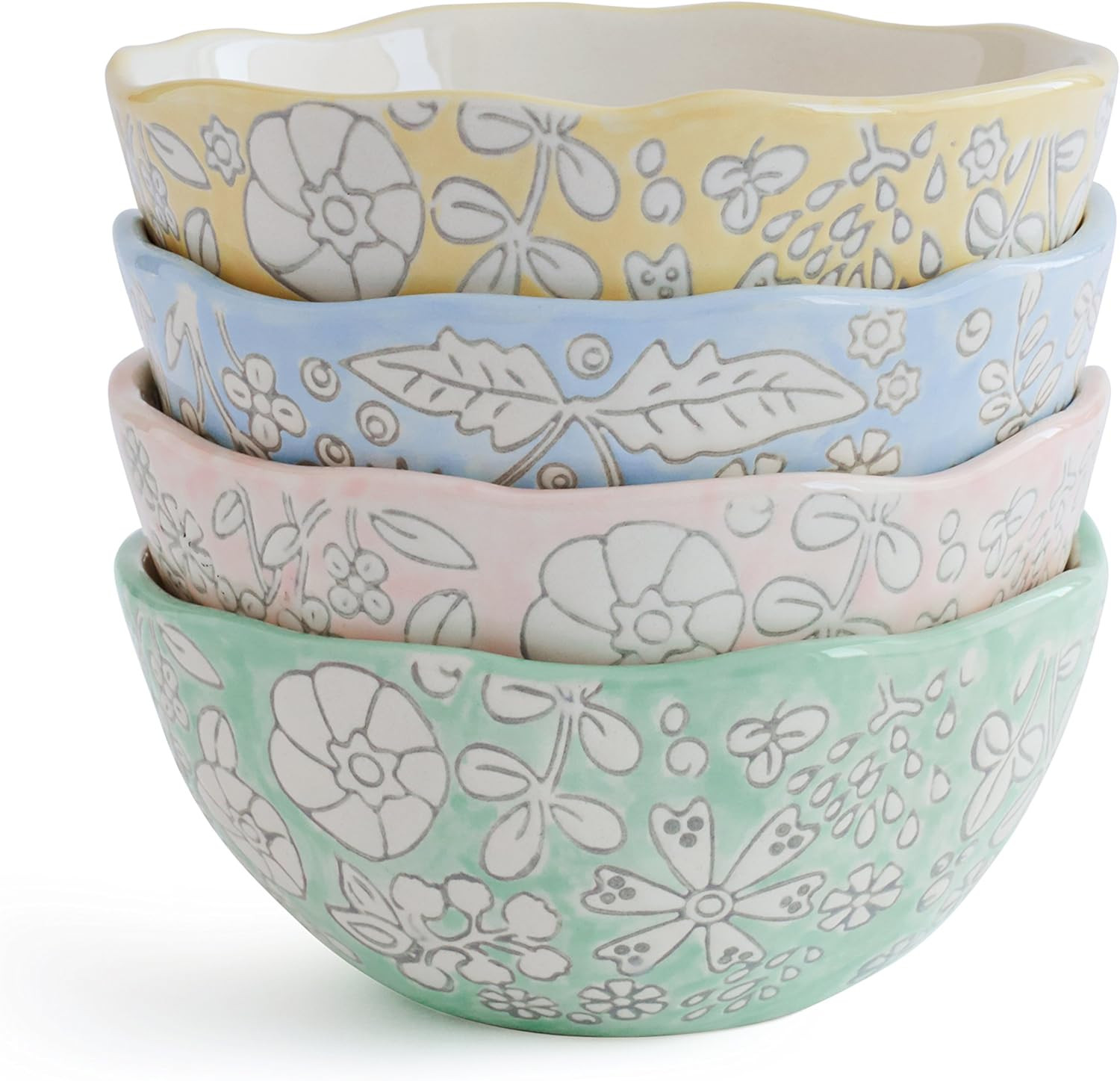 Dorotea Hand Painted Small Fruit Bowl, 5.25-Inch, Set of 4, Assorted | Amazon (US)