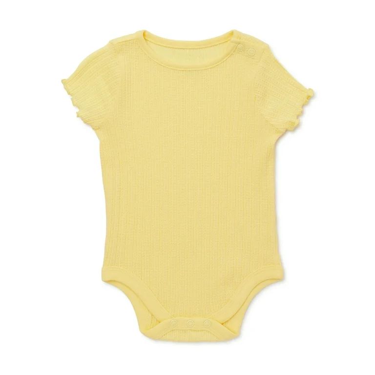 Garanimals Baby Girl Short Sleeve Pointelle Solid Bodysuit, Sizes 0-24 Months | Walmart (US)