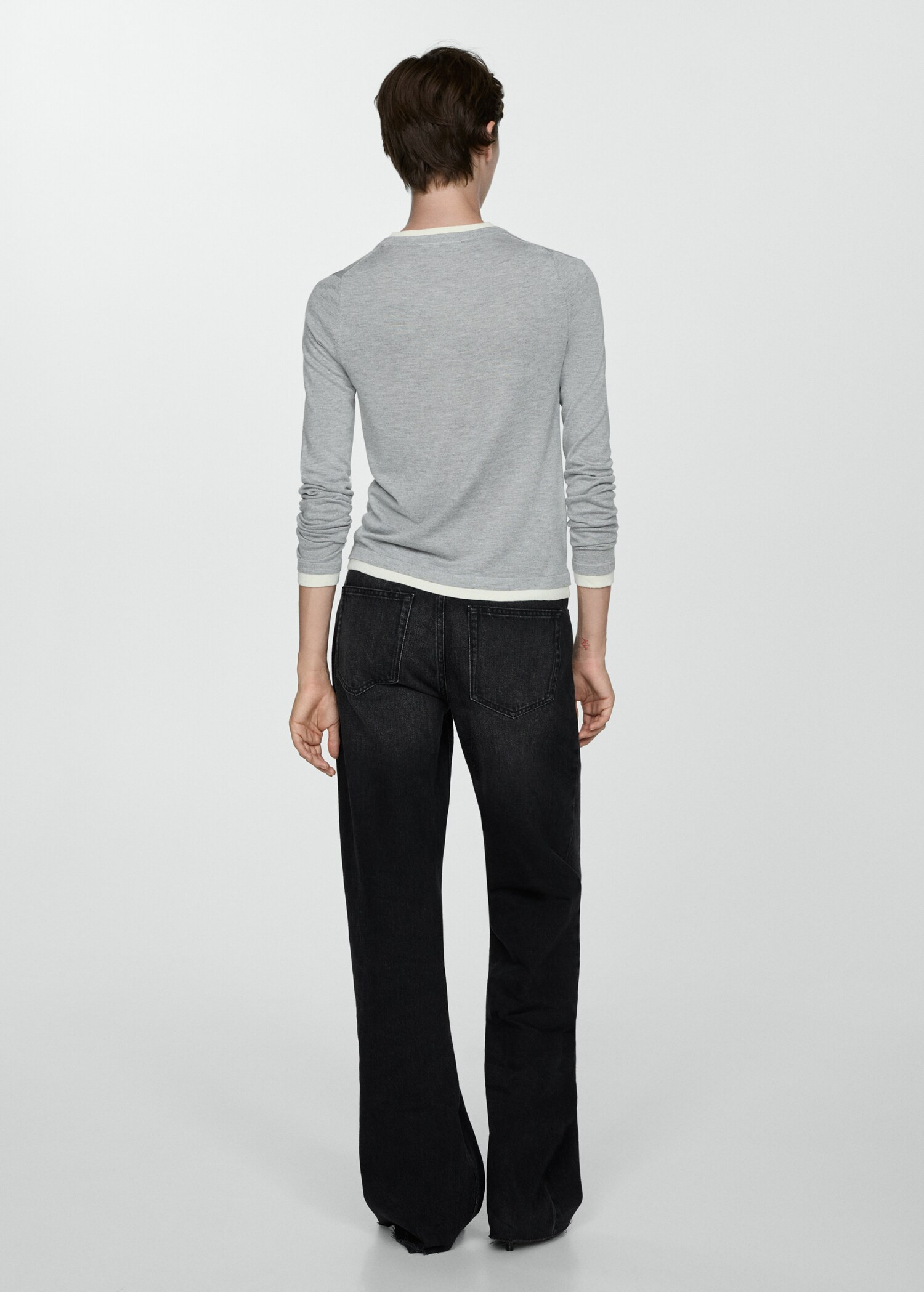 Fine-knit sweater with contrasting trims | MANGO (UK)