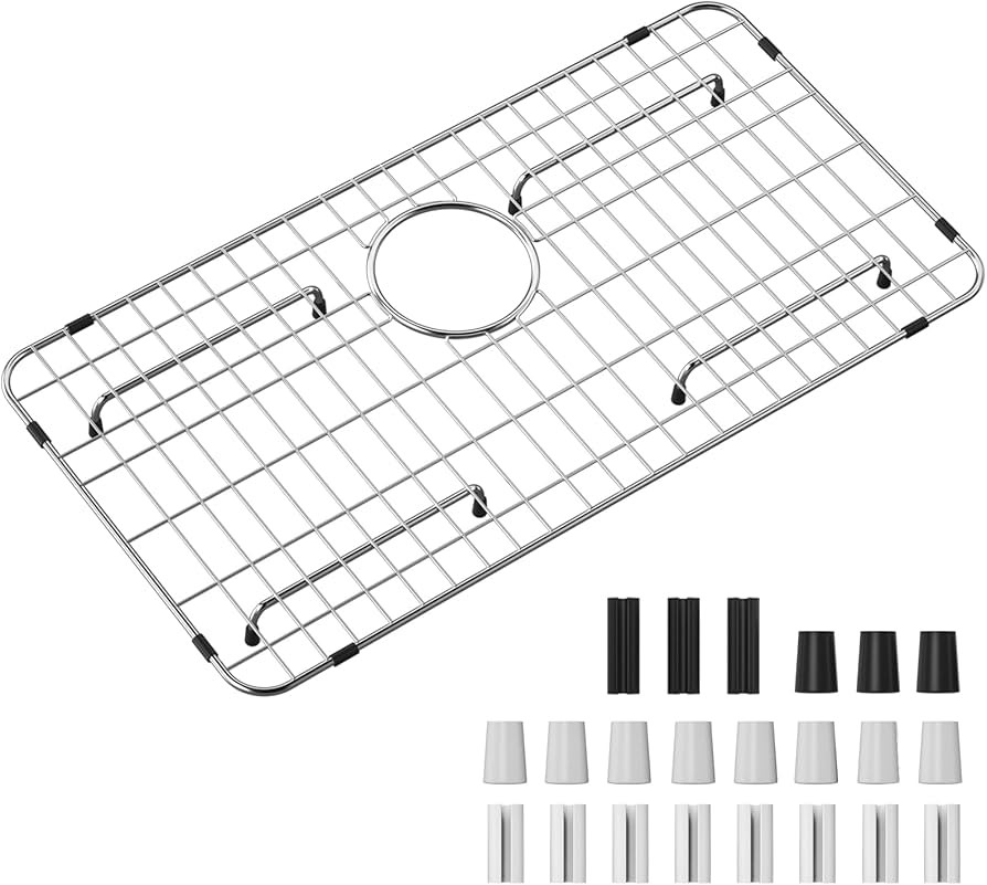 Kitchen Sink Grid and Sink Protectors 26" X 14 1/16", with Rear Drain Stainless Steel Sink Grids ... | Amazon (US)