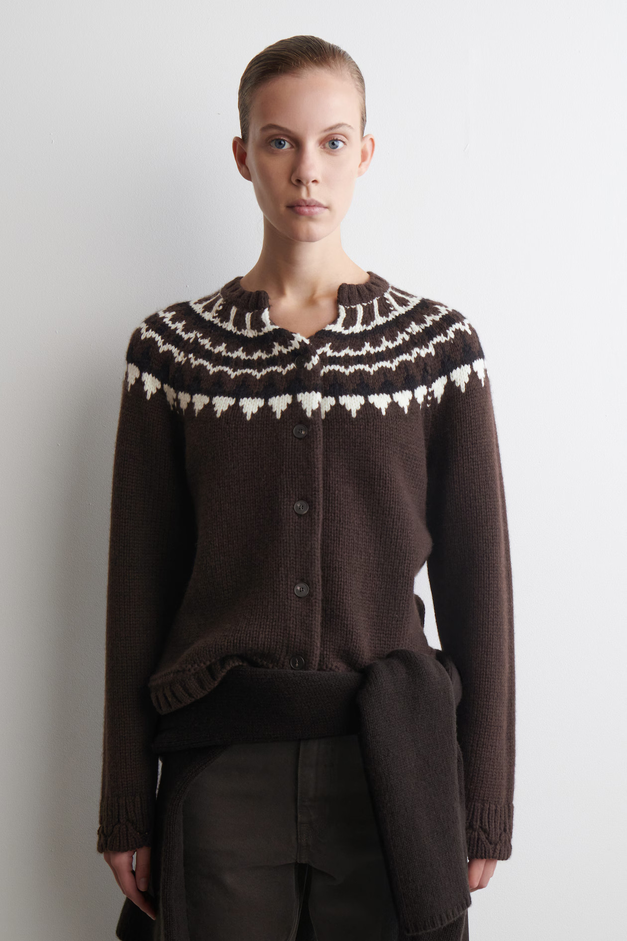 FAIR ISLE WOOL-CASHMERE CARDIGAN - BROWN / WHITE | COS GB | COS UK