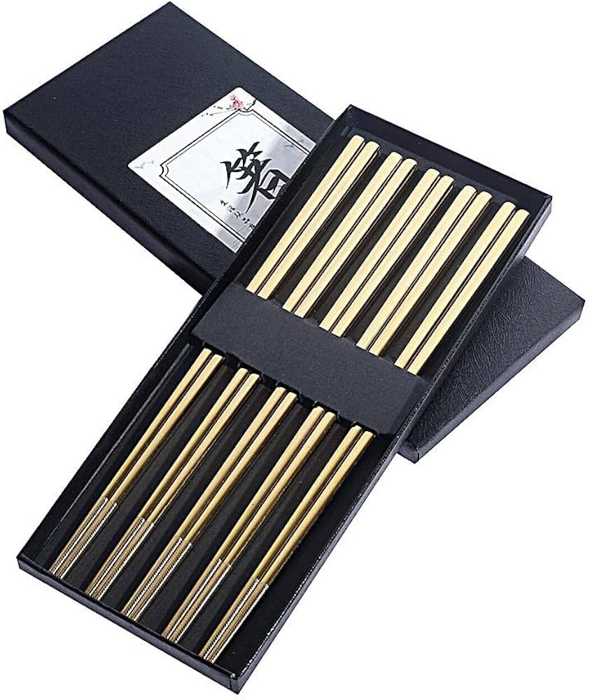 Metal Chopsticks Reusable Titanium Plated Stainless Steel Chopsticks Japanese Korean Chopsticks f... | Amazon (US)