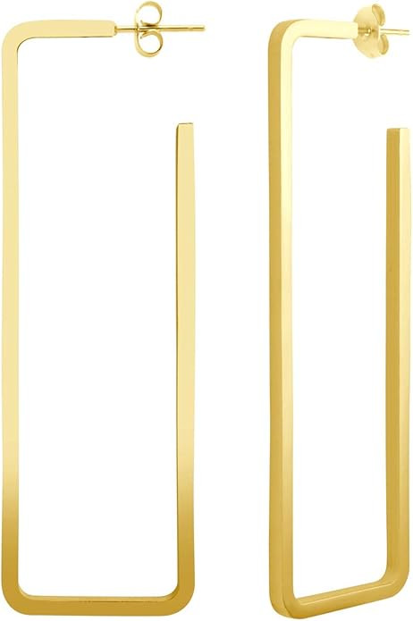 555Jewelry Stainless Steel Large Geometric Stud Hoop Rectangle Earrings for Women | Amazon (US)
