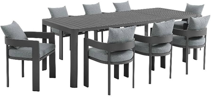 Modway Tahoe Aluminum 9-Piece Patio Dining Set in Gray Gray | Amazon (US)