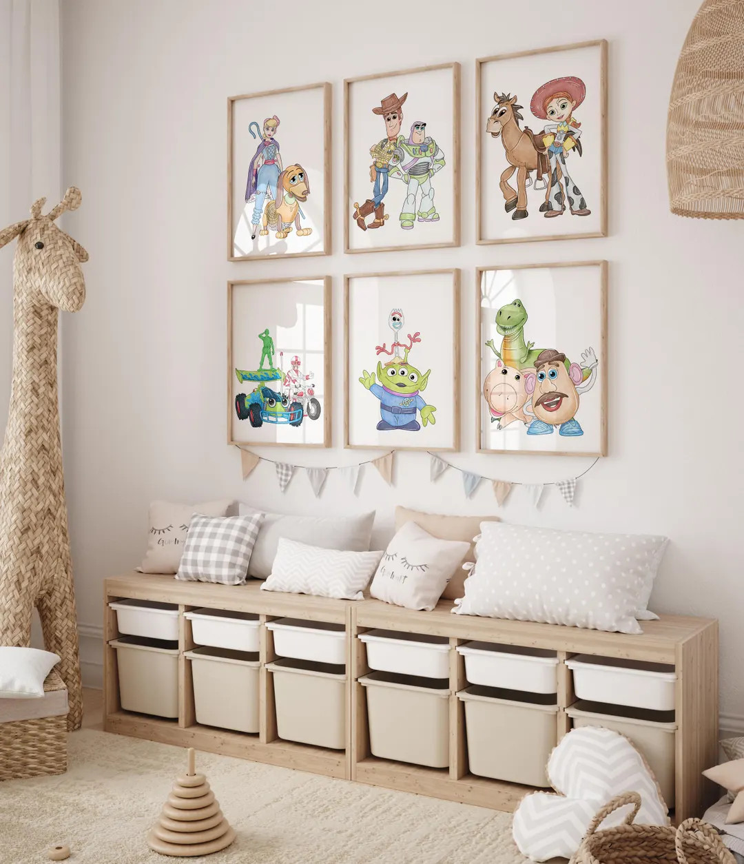 Toy Character Prints – Set of 6 Minimalist Kids Room Wall Art (Digital Download) | Etsy (US)