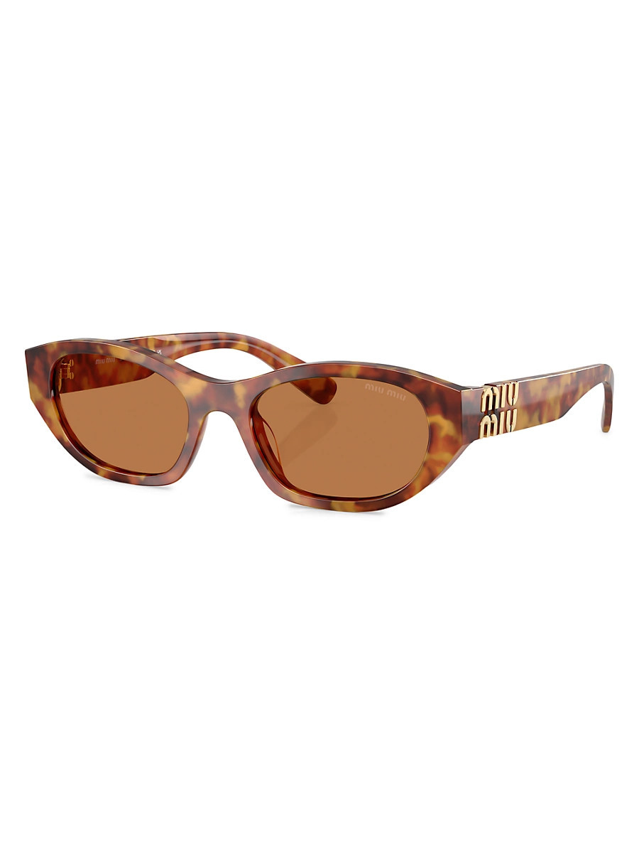 Women's 53MM Oval Sunglasses - Lite Havana Brown | Saks Fifth Avenue