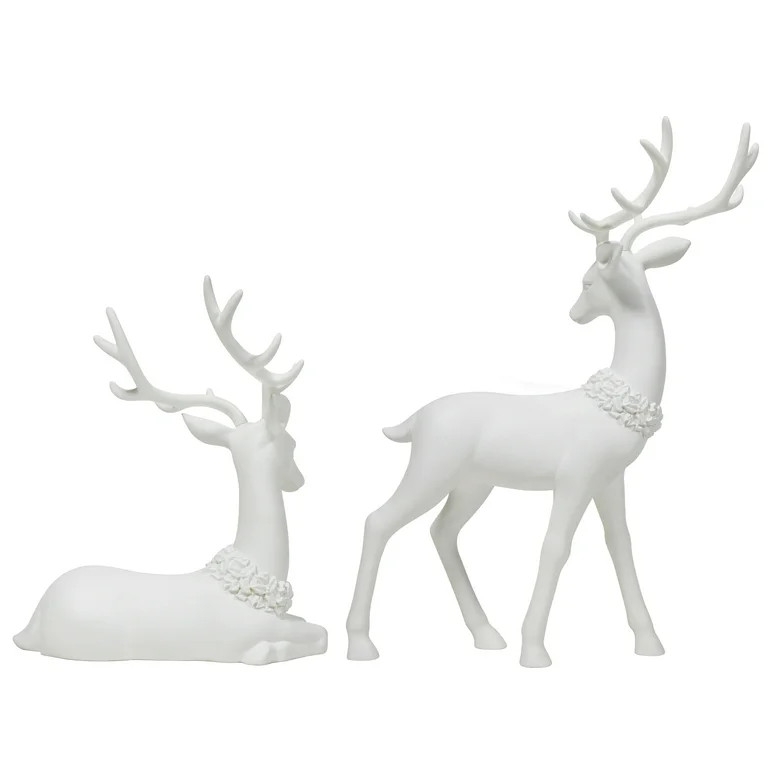 Blow Mold Plastic Deer Christmas Tabletop Decorations, White, 15", 2 Count, by Holiday Time | Walmart (US)