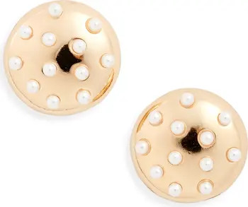 Open Edit Faux Pearl Button Stud Earrings | Nordstrom | Nordstrom
