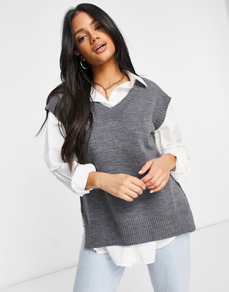 Missguided knitted vest in gray-Grey | ASOS (Global)