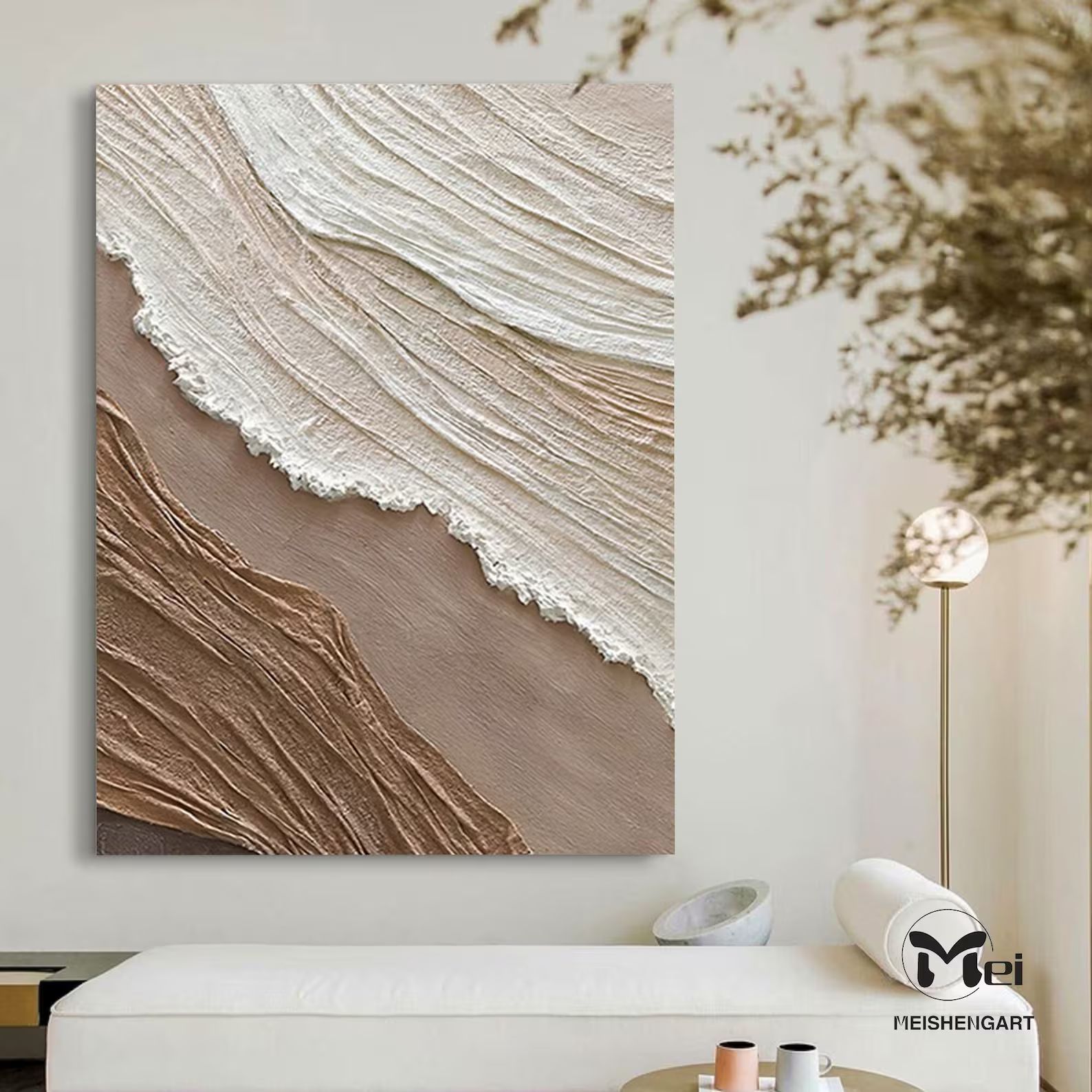 Ocean Waves Abstract Painting Earth Tone Painting Heavy Texture Painting Custom Canvas Wall Art W... | Etsy (US)