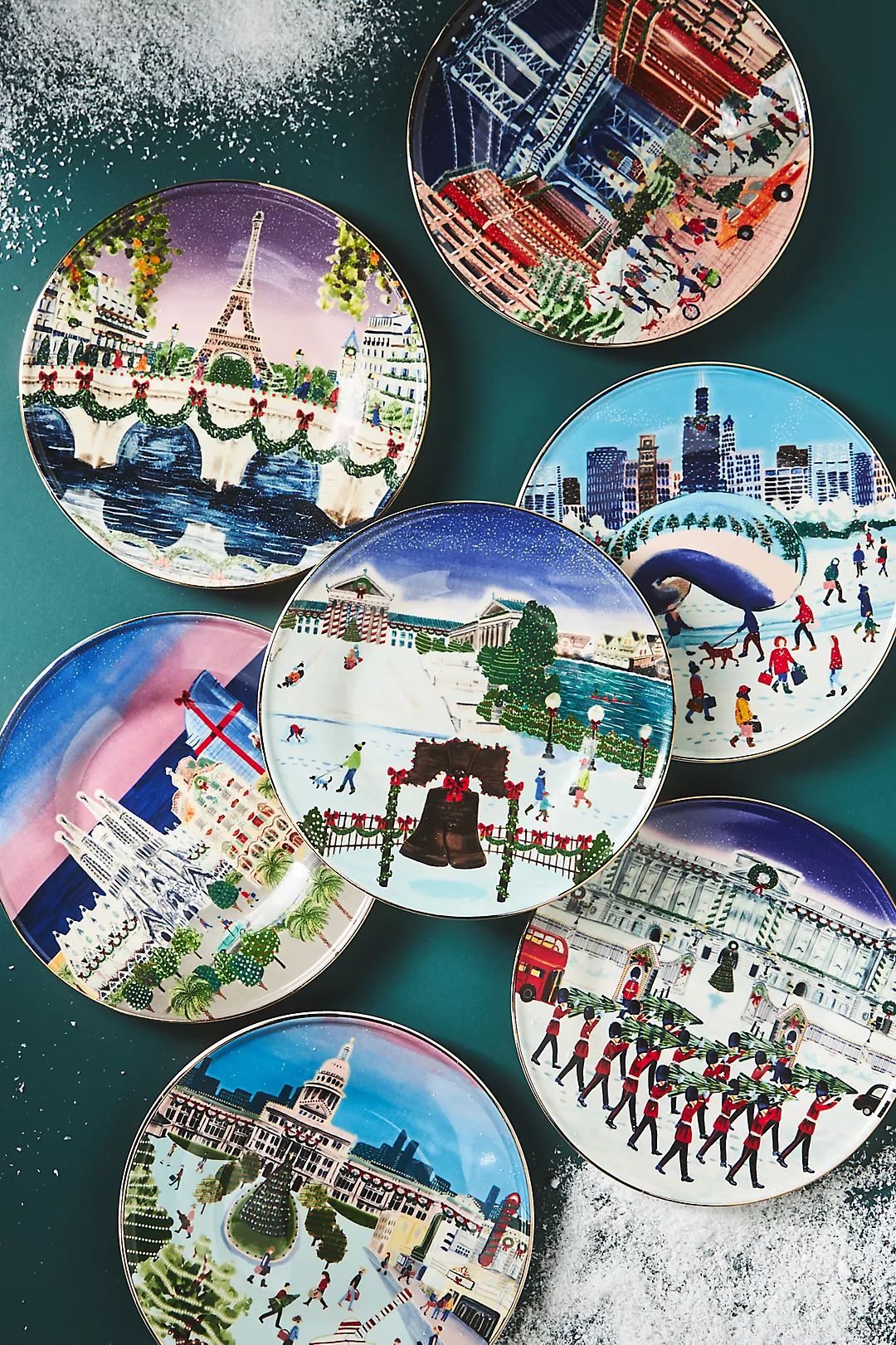 Holiday In the City Stoneware Dessert Plate | Anthropologie (US)