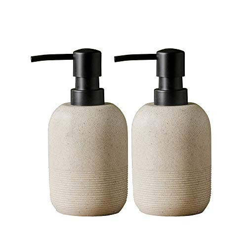 GalDal 2pcs/Set Beige Hand Soap Dispenser Sets,Resin Liquid Soap Dispenser for Bathroom Countertop,Bathroom Lotion Dispensers-10.6oz. | Amazon (US)