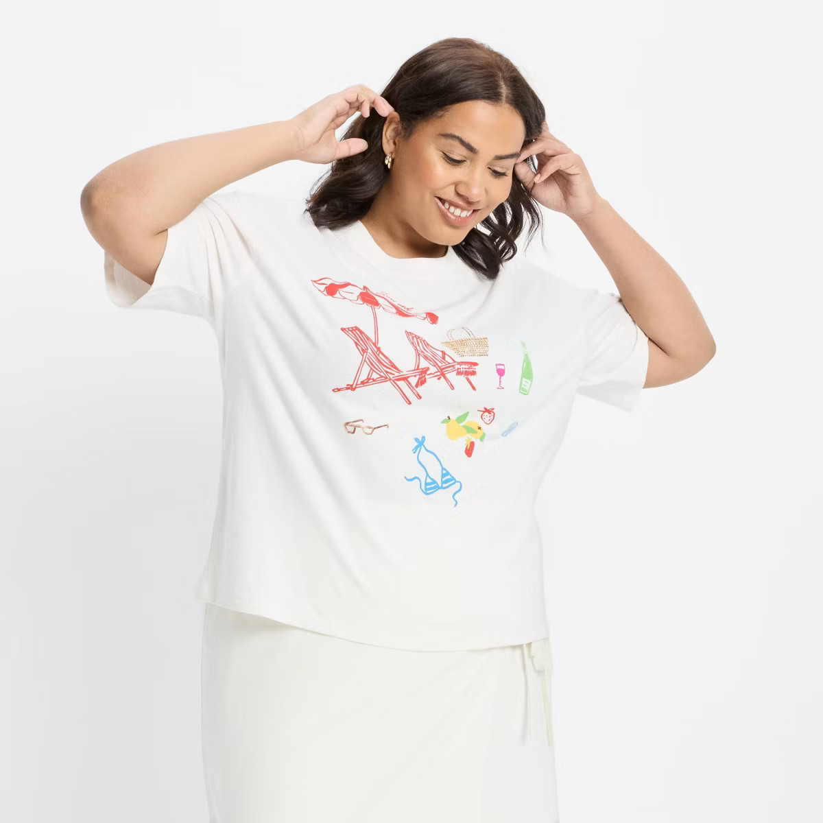 Women's Relaxed Short Sleeve Beach Graphic T-Shirt - Future Collective White | Target