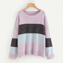 Drop Shoulder Color Block Sweater | SHEIN