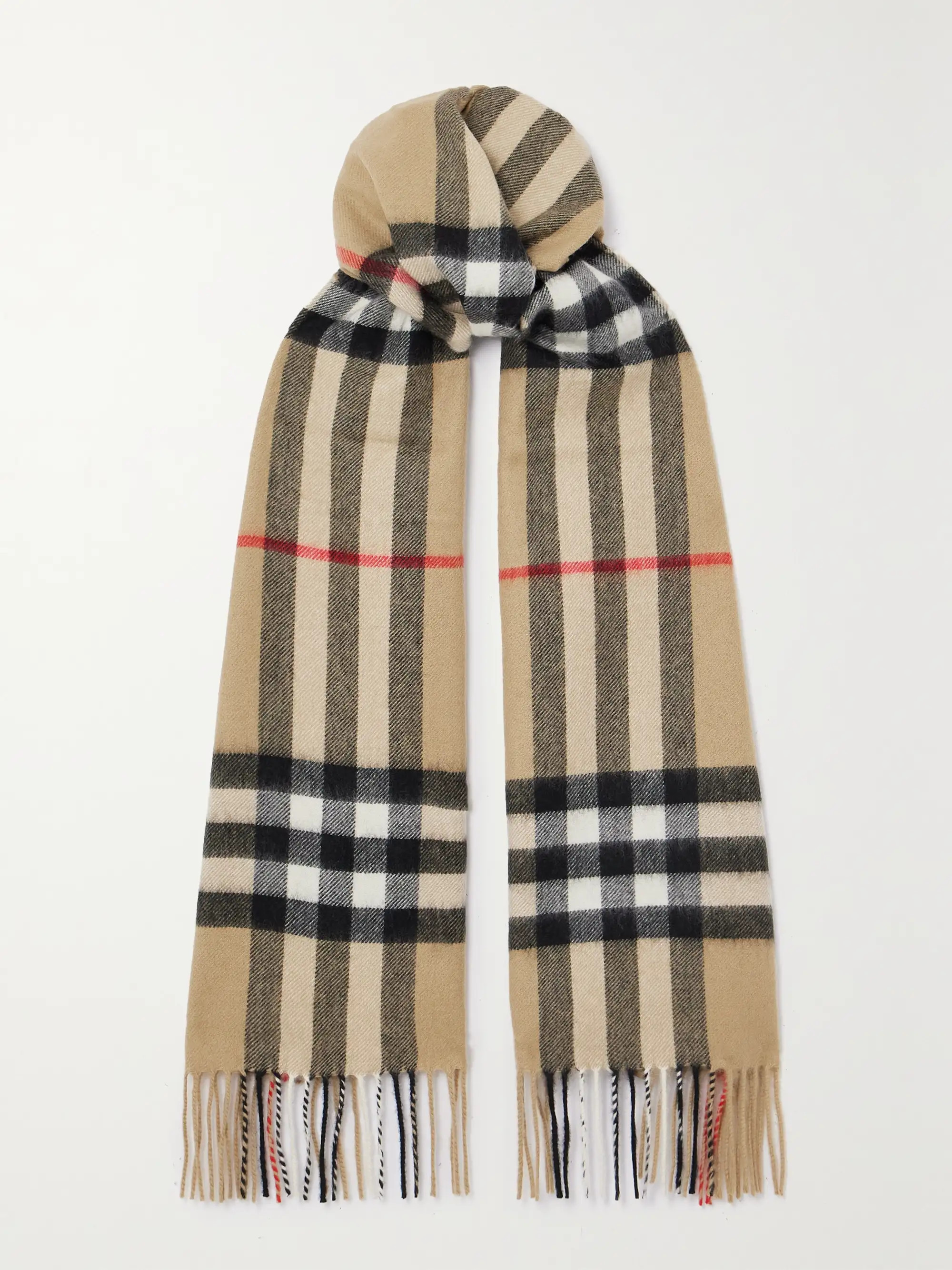 Fringed checked cashmere scarf | NET-A-PORTER (US)