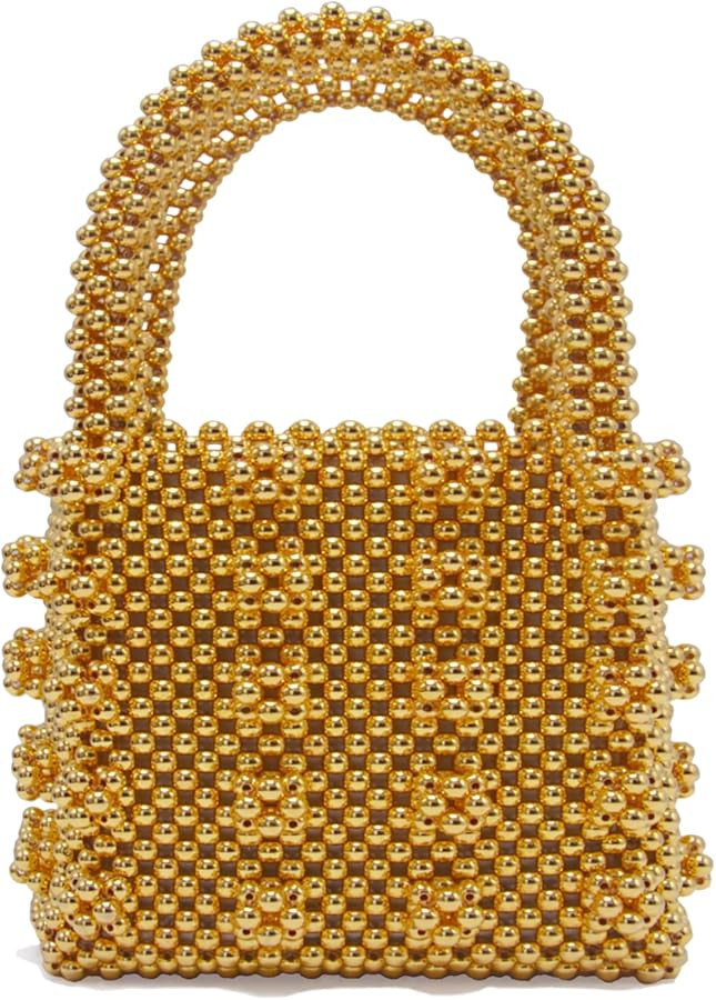 Miuco Womens Beaded Handbags Handmade Weave Crystal Pearl Tote Bags | Amazon (US)