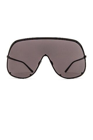 Rick Owens Shield Sunglasses in Black & Black | FWRD | FWRD 