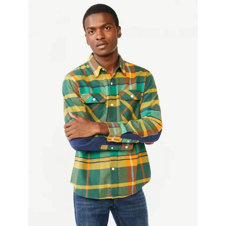 Free Assembly Men's Vintage Inspired Flannel Shirt - Walmart.com | Walmart (US)
