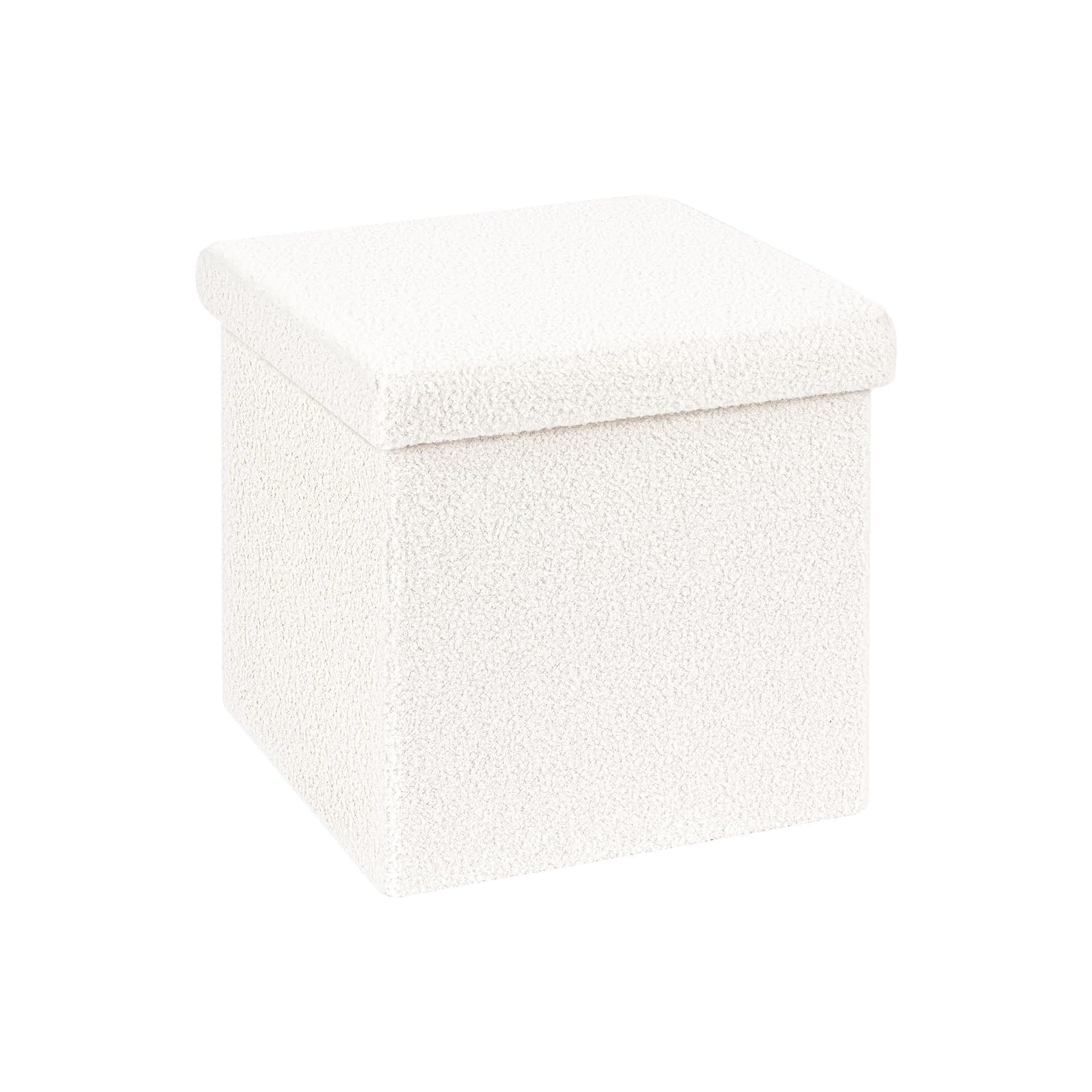 B FSOBEIIALEO Small Storage Ottoman Cube Sherpa Ottomans Foot Rest, Foldable Boucle Ottoman, Faux... | Amazon (US)