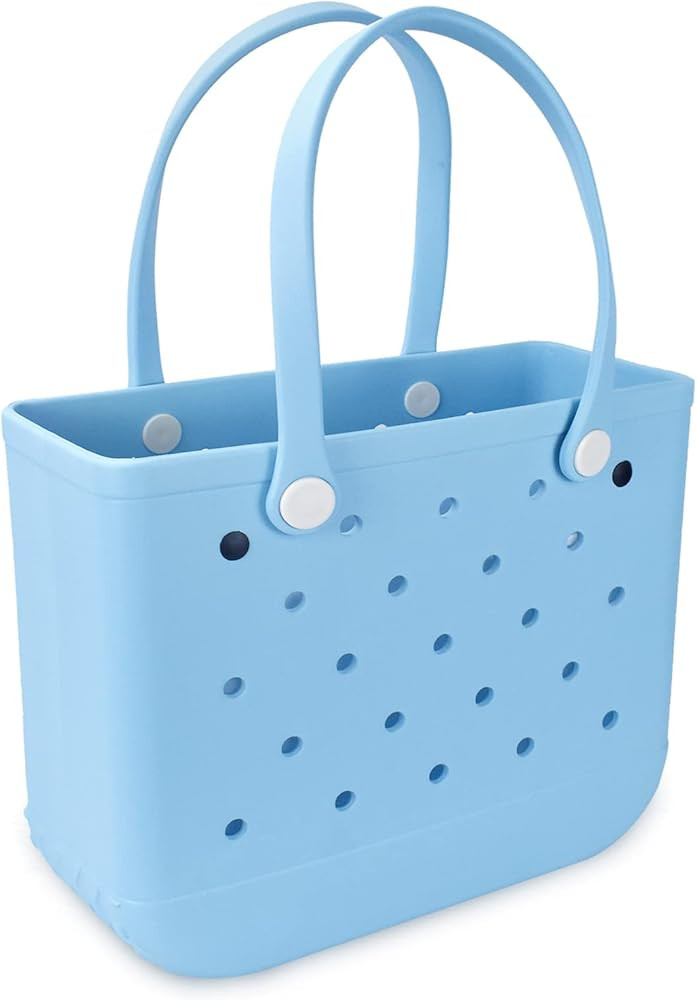 Medium Beach Bag Rubber Tote Bag, Durable Open Tote Bag with Holes for Sports Beach Pool Sports | Amazon (US)