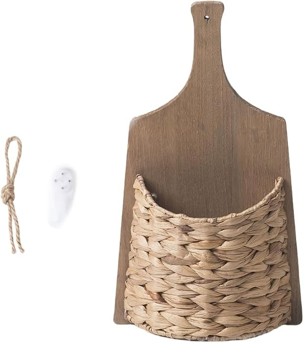Rattan Woven Wall Hanging Planter Indoor Decorative Flower Basket Wall Mounted Storage Organizer ... | Amazon (US)