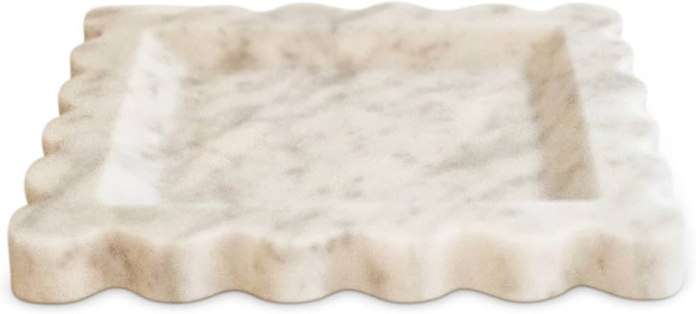 Anacua House | Scalloped Edge Marble Tray (White Carrera Marble) | Amazon (US)