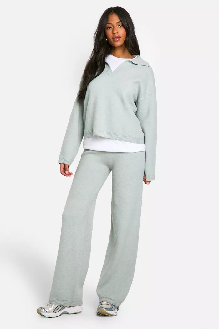 Tall Collared V Neck Jumper And Trouser Co Ord | boohoo (US & Canada)