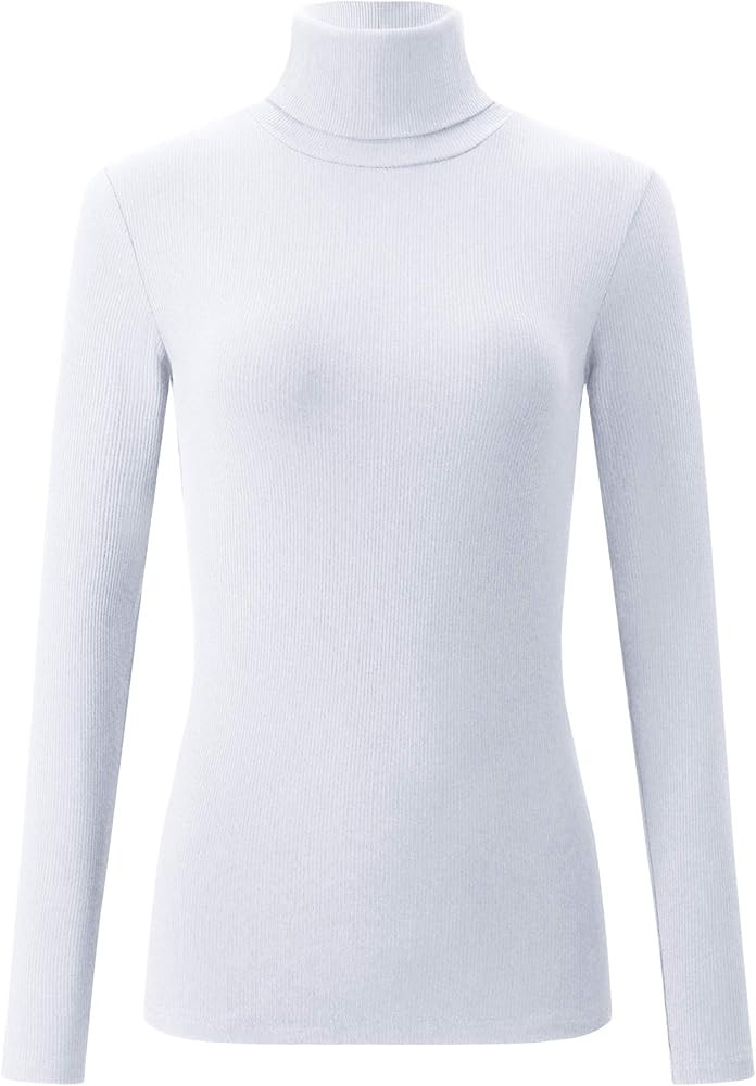 AUHEGN Womens Long Sleeve Turtleneck Tops Soft Lightweight Ribbed Knit Slim Pullover Sweater | Amazon (US)