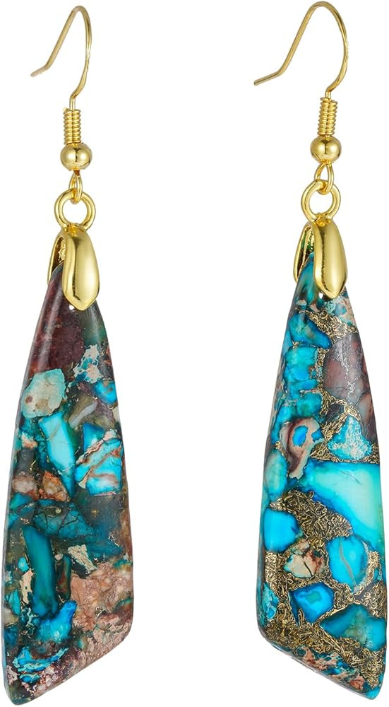 Plumiss Women Natural Stone Earrings Unique Healing Gemstone Energy Hypoallergenic Lightweight Da... | Amazon (US)