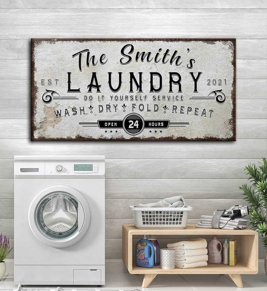 Tailored Canvases Personalized Laundry Sign - Large Canvas Wall Art Decor and Accessories for Lau... | Amazon (US)