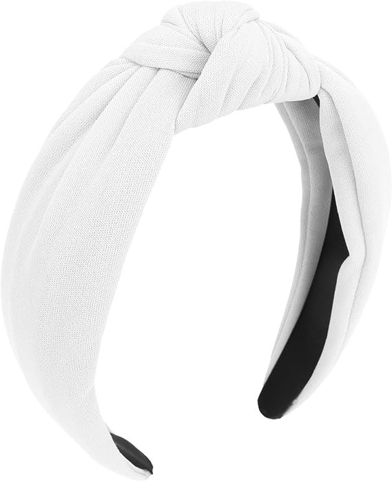 CURASA Headbands for Women Girls Non Slip Knotted Headband Wide Fashion Hairband White Top Knot D... | Amazon (US)
