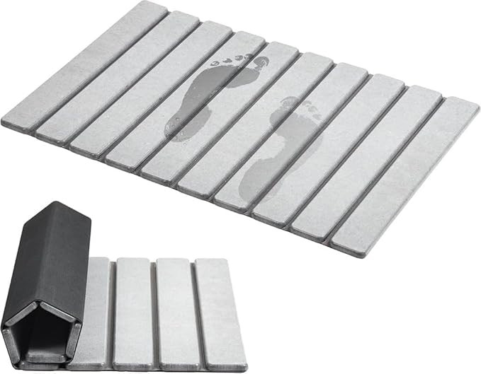 AWW Foldable Stone Bath Mat, Super Absorbent Diatomaceous Earth Mats, Non-Slip 23.6 x 15.5 Inch Q... | Amazon (US)