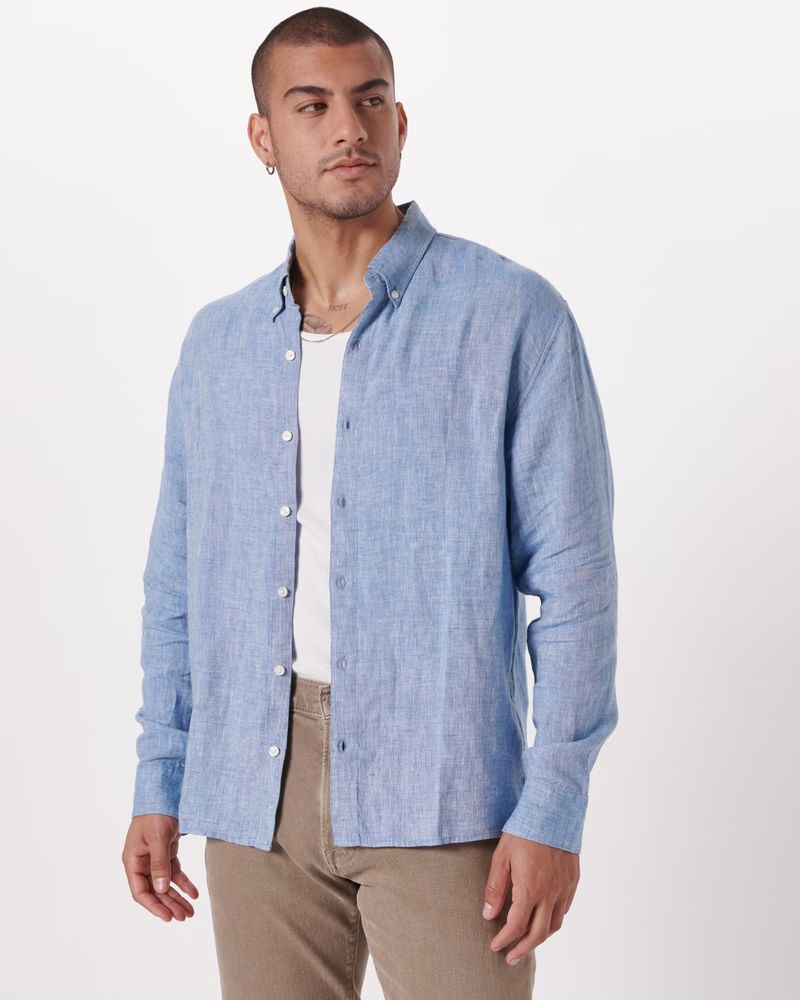 Linen Button-Up Shirt | Abercrombie & Fitch (US)