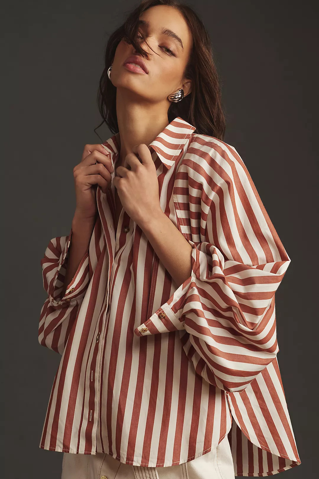 Pilcro Boyfriend Batwing Buttondown Blouse | Anthropologie (US)