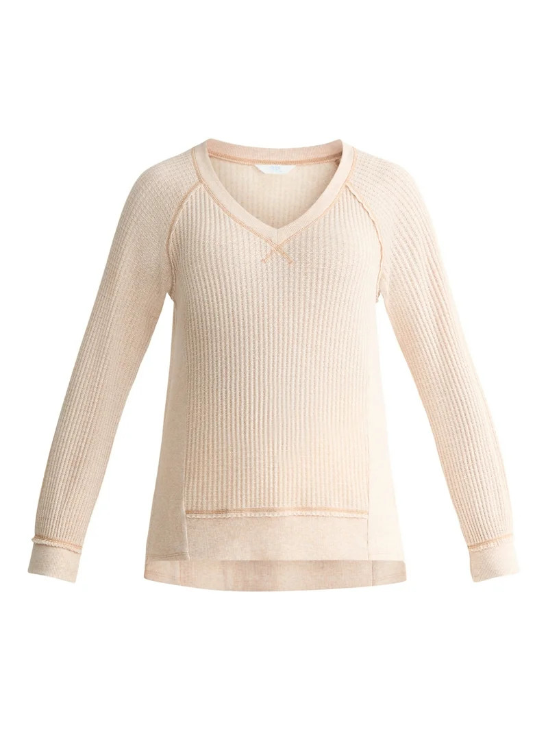 Time and Tru Women's V Neck Tunic Sweatshirt with Long Sleeves, Sizes XS-XXXL - Walmart.com | Walmart (US)