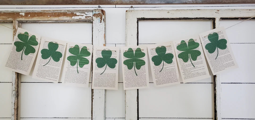 St. Patricks Day Banner, "Shamrock Print" Banner, Irish, Irish Banner, Green, Shamrocks, St Patty... | Etsy (US)