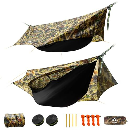 Night Cat Camping Hammock Tent: Lightweight Portable 4 in 1 Hammock with Rain Tarp and Mosquito Net for Adults Hiking Jungle Outdoor Camouflage | Amazon (US)