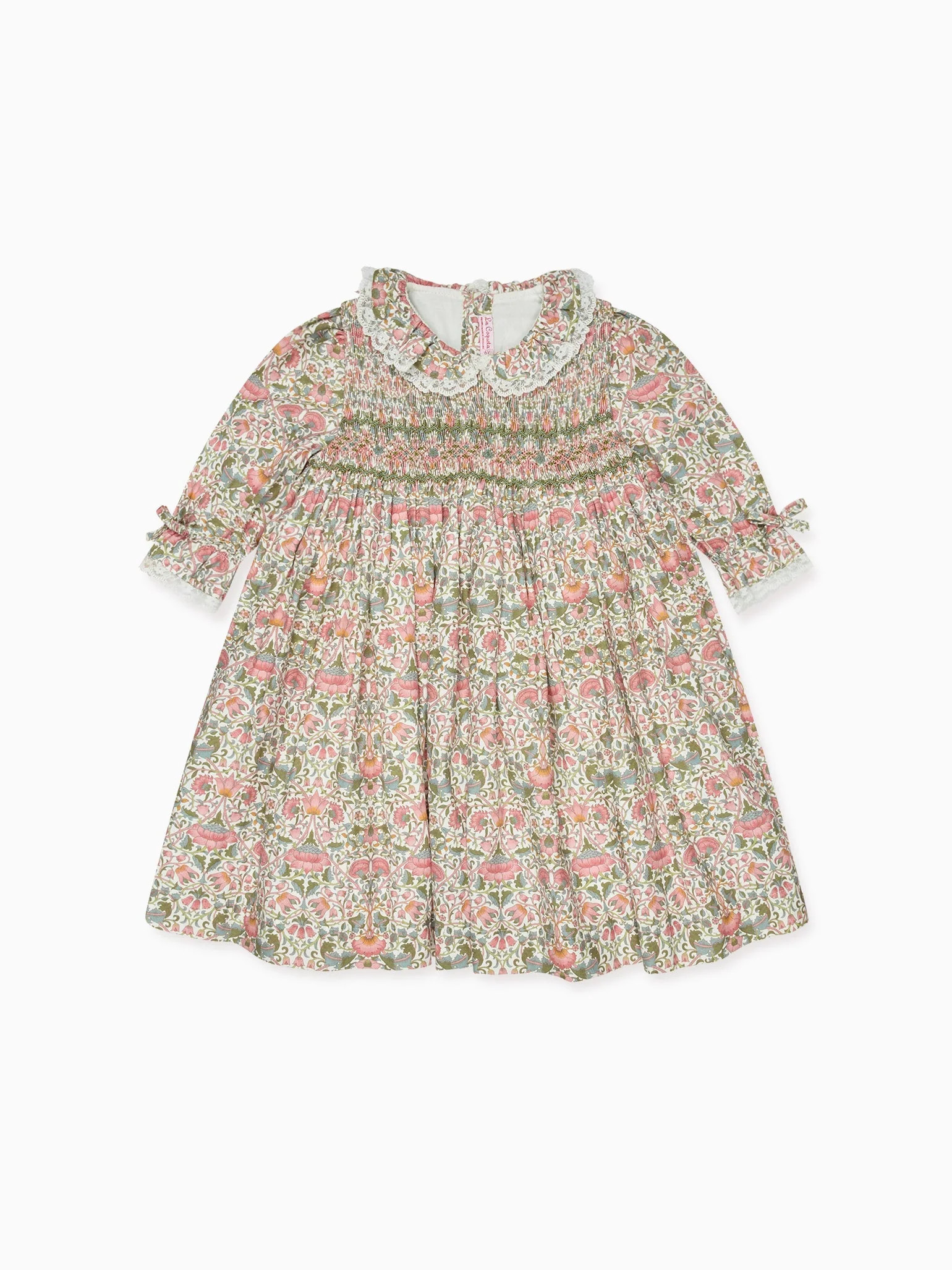 Pink Floral Milla Girl Hand-Smocked Dress | La Coqueta (US)