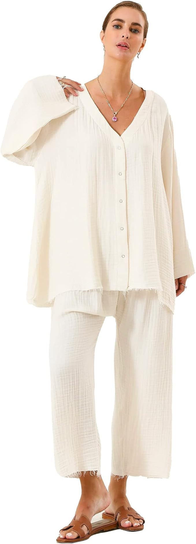 NOTHING FITS BUT Women's Cotton Modal Gauze Nursing Set | Amazon (US)