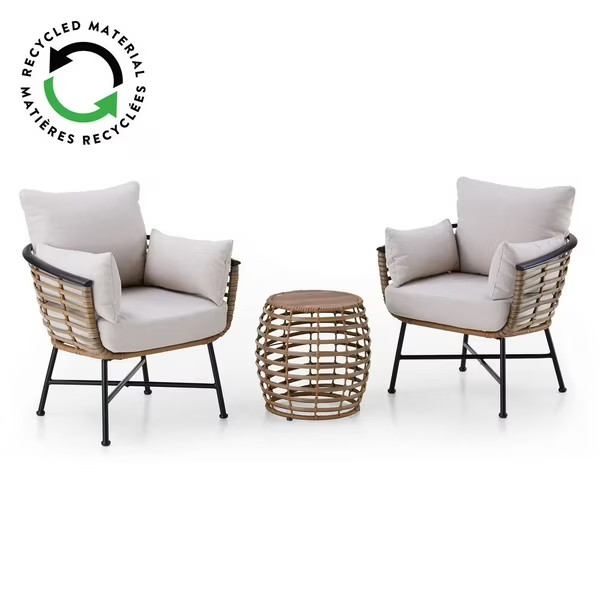HOMETRENDS Sedona 3-Piece Patio Chat Set - Taupe | Walmart (CA)