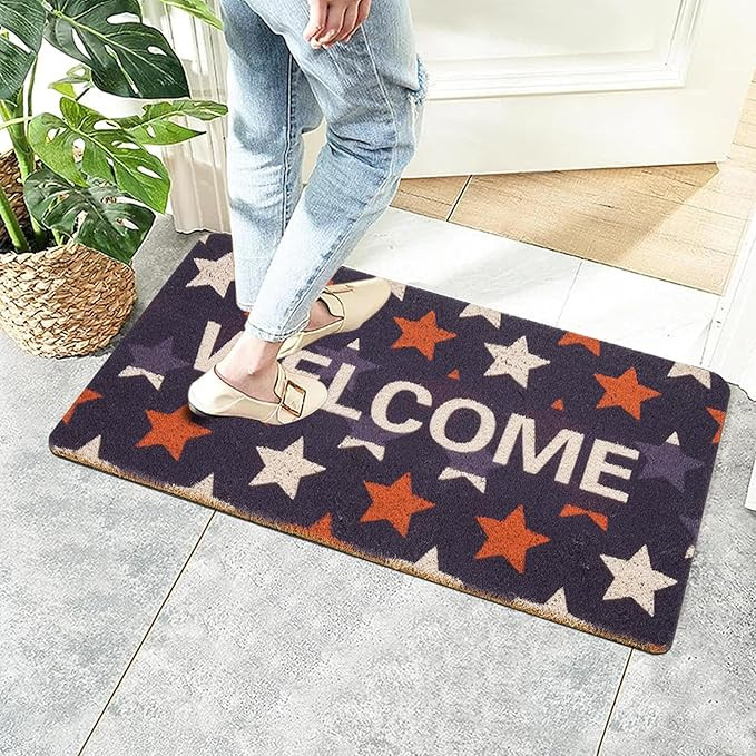 America-Memorial-Day-Door-Mat-for-Front-Entrance-4th-of-July-Red-Blue-Stars-Welcome-Mat-Non-Slip-... | Amazon (US)