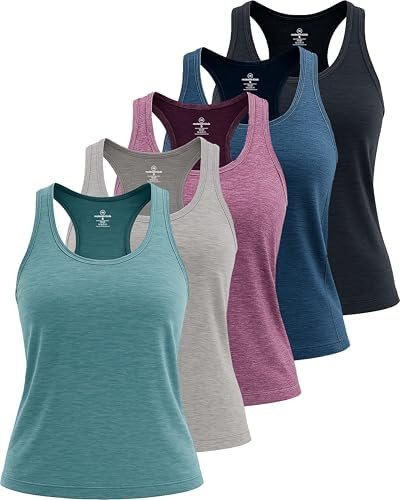 Real Essentials 5 Pack: Women's Racerback Tank Top Dry-Fit Athletic Performance Yoga Activewear (... | Amazon (US)